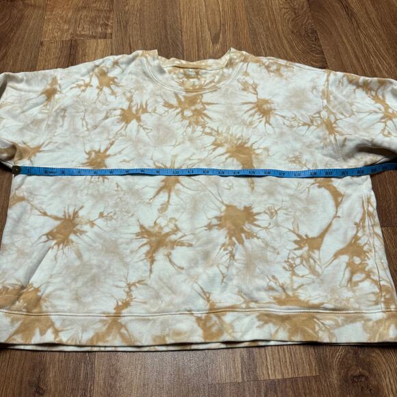 Madewell Womens Tie Dye Sweatshirt Tan Cream Cropped Size Medium 100% Cotton - Picture 6 of 7
